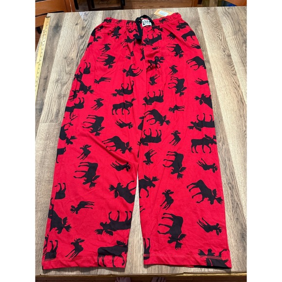 Lazy One Other - Lazy One PJ Pant Classic Moose Red Unisex Large Red Adult Cotton Elastic NEW